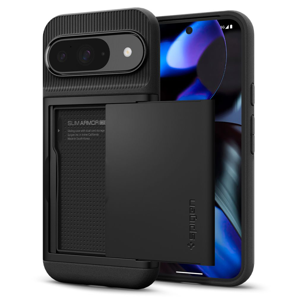 1421161 Spigen Slim Armor CS Google Pixel 9 / 9 Pro 5G suojakuori korttiluukulla, Musta - Image 1