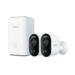 Reolink Home Hub ja 2xArgus 3E -paristokamera ulkona/ulkoilmassa Valkoinen