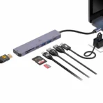 SBOX 7i1 USB-C Multiport Hub HDMI/USB-C/USB-A/microSD/SD Harmaa