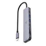 SBOX 7i1 USB-C Multiport Hub HDMI/USB-C/USB-A/microSD/SD Harmaa