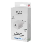 X2O 35 W kaksoiskotilaturi USB-C/A GaN valkoinen