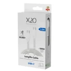 X2O Longlife 100 W USB-C/C-kaapeli 2 m valkoinen