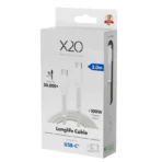 X2O Longlife 100 W USB-C/C-kaapeli 3 m valkoinen